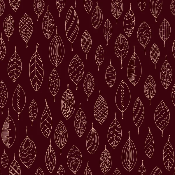 Autumn dark red seamless stylized leaf pattern in doodle style. Seamless decorative template texture with leaves. Used clipping mask for easy editing. — Stock Illustration Autumn dark red seamless stylized leaf pattern in doodle style. Seamless decorative template texture with leaves. Used clipping mask for easy editing. Royalty Free Stock Vectors