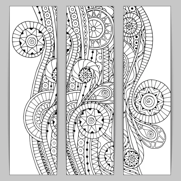 Abstracte hand getrokken etnische patroon kaartenset. — Stockvector