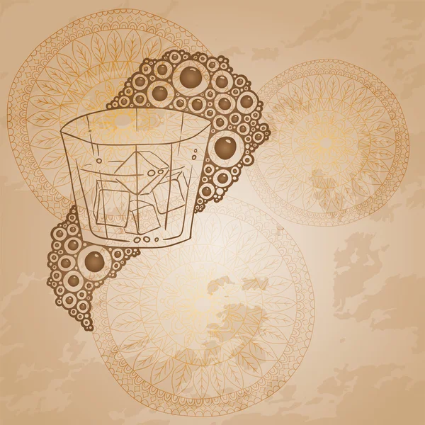 Verre à vin avec le motif circulaire Doodle — Image vectorielle