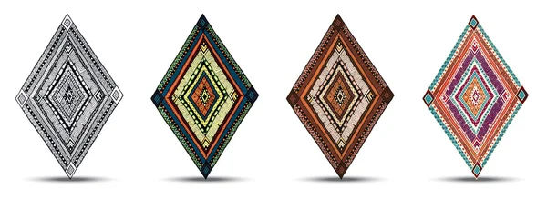 Az eredeti rajz törzsi doddle rhombus set. — Stock Vector