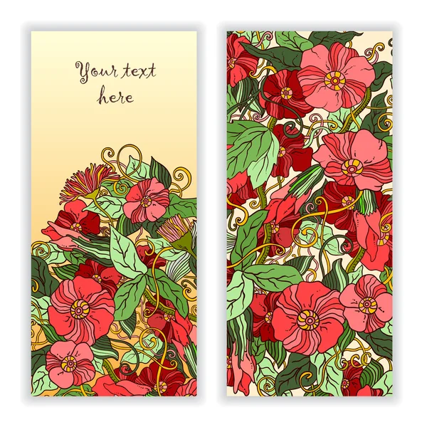 Unika mönster kort med art blommor. — Stock vektor