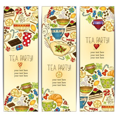 Banner templates vector collection. Tea party. clipart