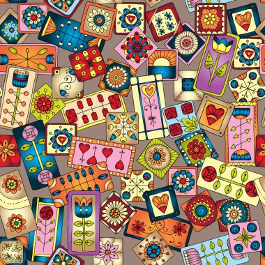 Geometrik sorunsuz patchwork tarzı desen.