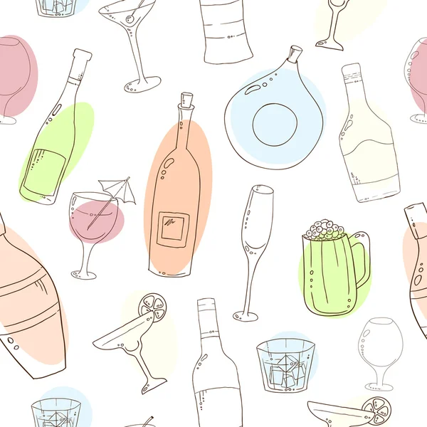 Şarap ve kokteyl sorunsuz arka plan. — Stok Vektör