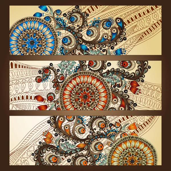 tasarlamak vektör elle çizilmiş etnik desen kartı set
