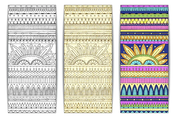 Tarjetas de textura tribal . — Vector de stock