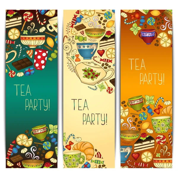 Banner templates vector collection. Tea party. — Stock Vector