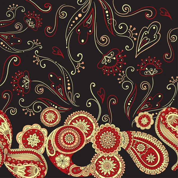 Henna paisley mehndi garabatos asiático diseño patrón . — Vector de stock
