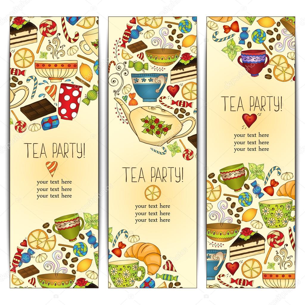 Banner templates vector collection. Tea party.