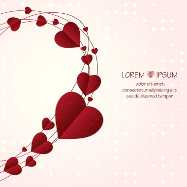 Hafif pembe nokta arka plan parlak daireler, çizgileri ve kırmızı Kalpler