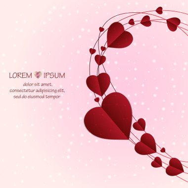 Hafif pembe nokta arka plan parlak daireler, çizgileri ve kırmızı Kalpler