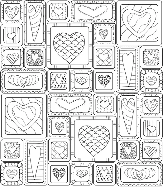 Seamless pattern of original drawing doodle hearts. — Stock Vector