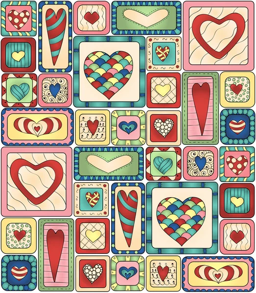 Seamless mönster av ursprungliga ritning doodle hjärtan. — Stock vektor
