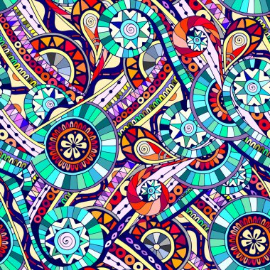 Mozaik kabile doddle etnik seamless modeli.