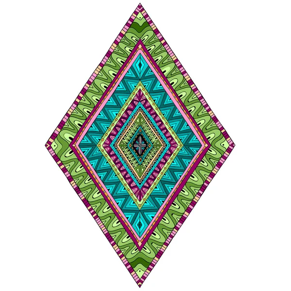 Original drawing ethnic tribal doddle rhombus. — Stock Vector