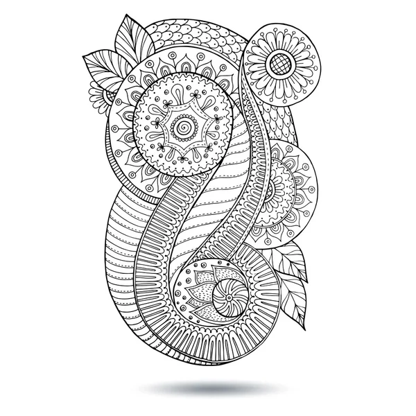 Henna Paisley Mehndi Doodles Design Element. — Stock Vector