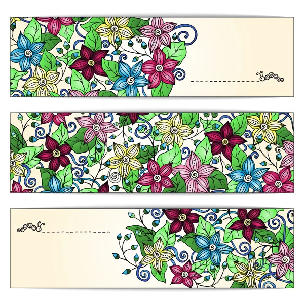 Conjunto de tarjetas de patrón único con flores de arte . — Vector de stock