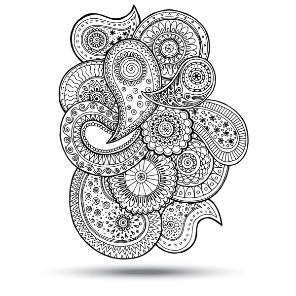 Paisley Henna mehndi doodles designelement. — Stock vektor