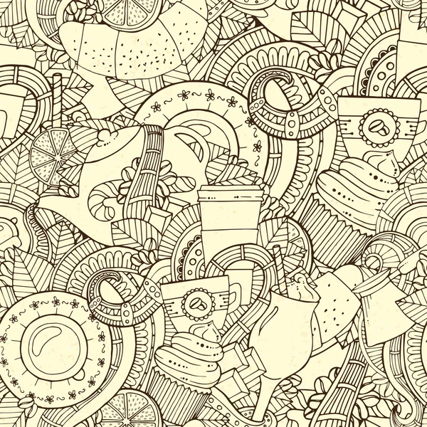 Kahve Doodle çizilmiş vektör çizim.