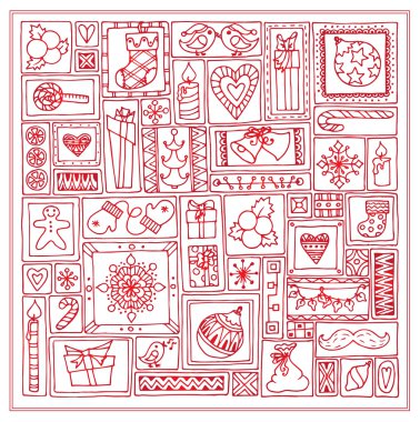 Geometrik Noel doodle el çizilmiş desen.