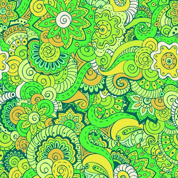 Άνευ ραφής εθνική doodle floral μοτίβο στο άνυσμα. — Διανυσματικό Αρχείο