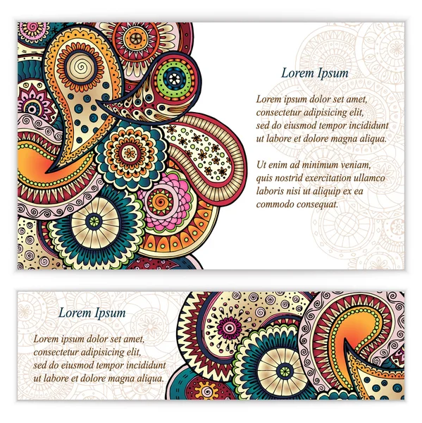 Set of  doodle paisley posters for your business — Stock Vector
