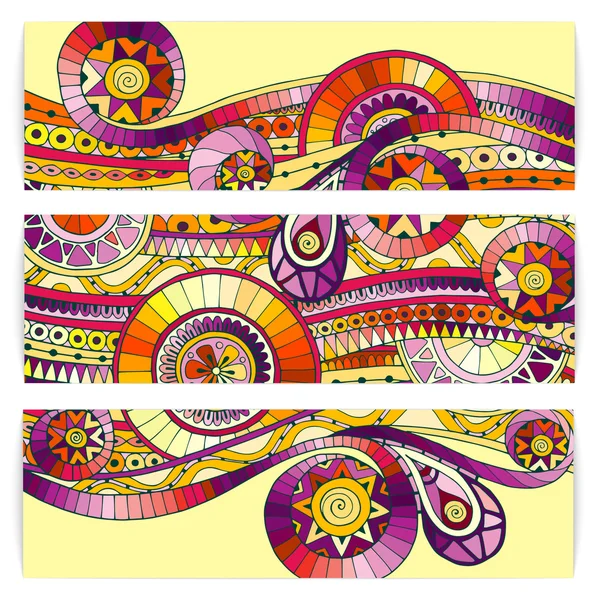 Conjunto de tarjetas abstractas doodle tribal vector . — Archivo Imágenes Vectoriales