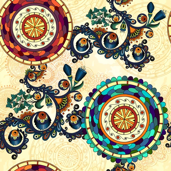 Vector floral sin costuras paisley origen étnico . — Archivo Imágenes Vectoriales