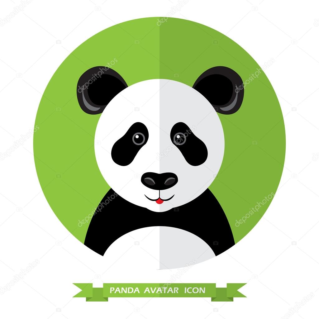 Flat Style Panda Bear Avatar Icon. Design Element.