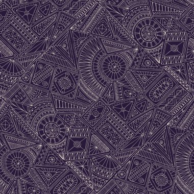 Sorunsuz Asya etnik çiçek doodle desen.