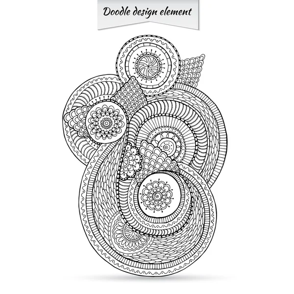 Henna Paisley Doodle Floral Design Element. — Stock Vector