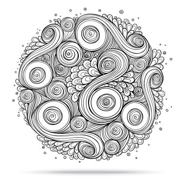 Etnik çiçek doodle desen daire vektör.