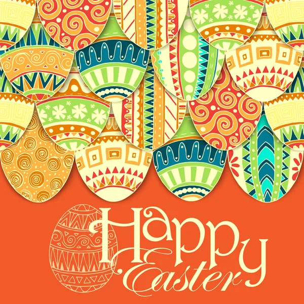 Easter background with colorful doodle eggs. — Stock Vector