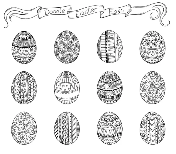 Atrament rysowane ręcznie doodle wektor Wielkanoc z jaj. — Wektor stockowy
