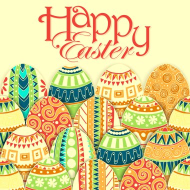 Renkli doodle yumurtalı Paskalya arka plan.