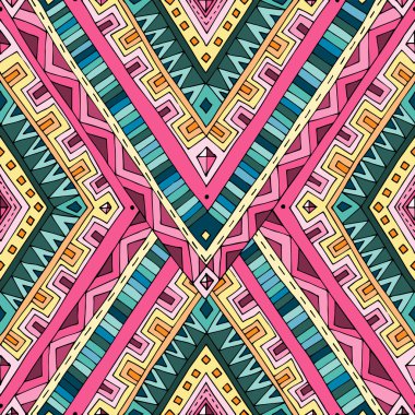 Sorunsuz Asya etnik çiçek retro doodle desen