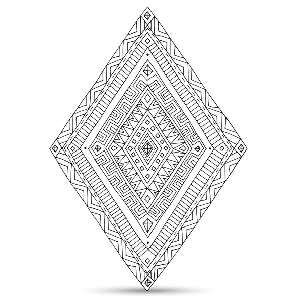 Tribal doddle rhombus isolated on the white background. — Stock Vector