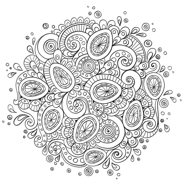 Asiático étnico floral retro doodle fondo patrón círculo en vector . — Vector de stock