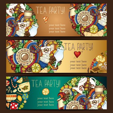 Banner templates vector collection. Tea party.