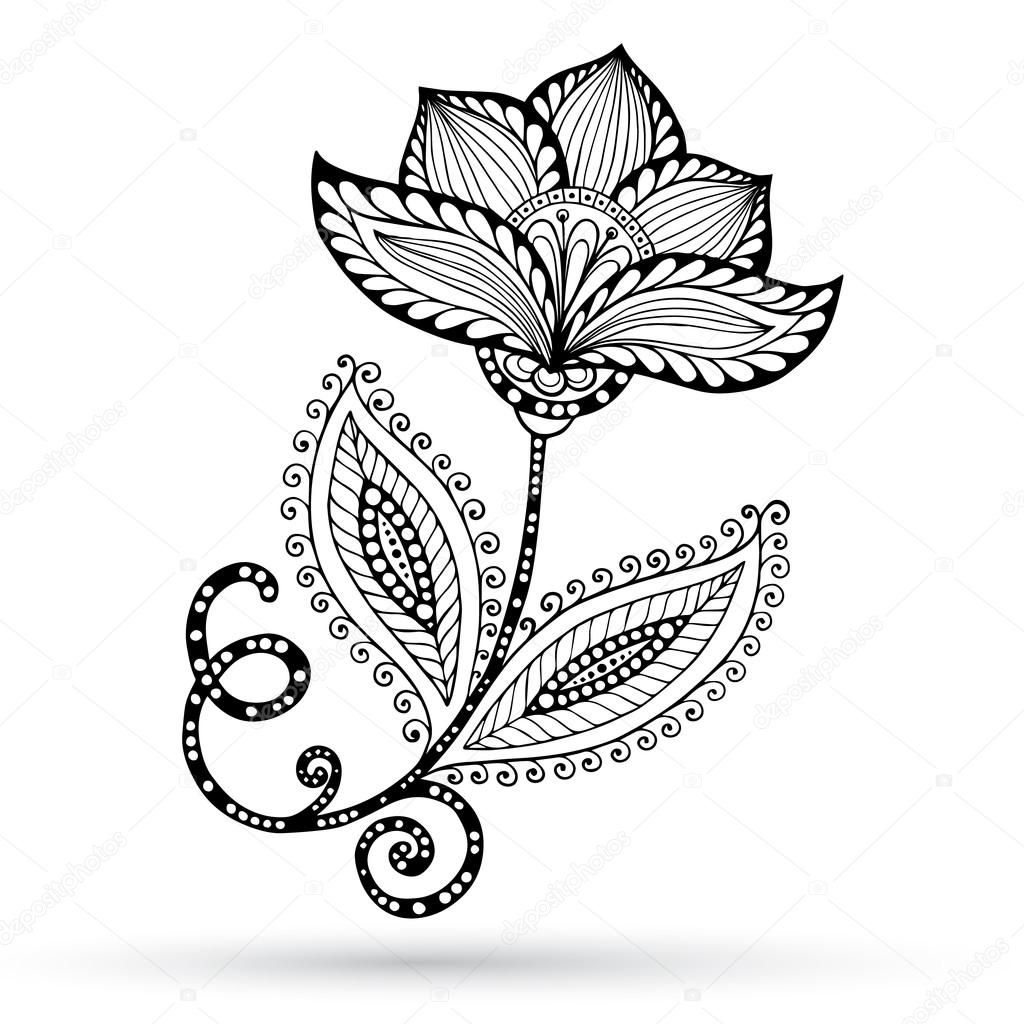 Henna Paisley Mehndi Doodles Abstract Floral Vector Illustration Design Element.