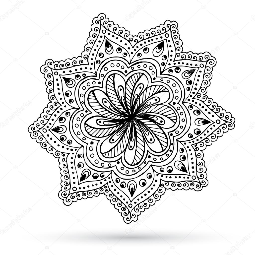 Henna Paisley Mehndi Doodles Abstract Floral Design Element.