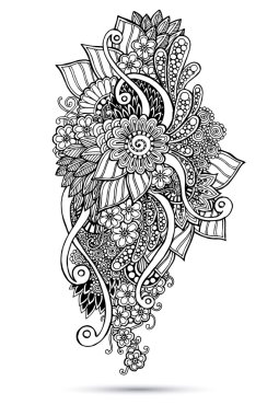 desenli kına mehndi soyut çiçek vektör çizim tasarım öğesi doodles.