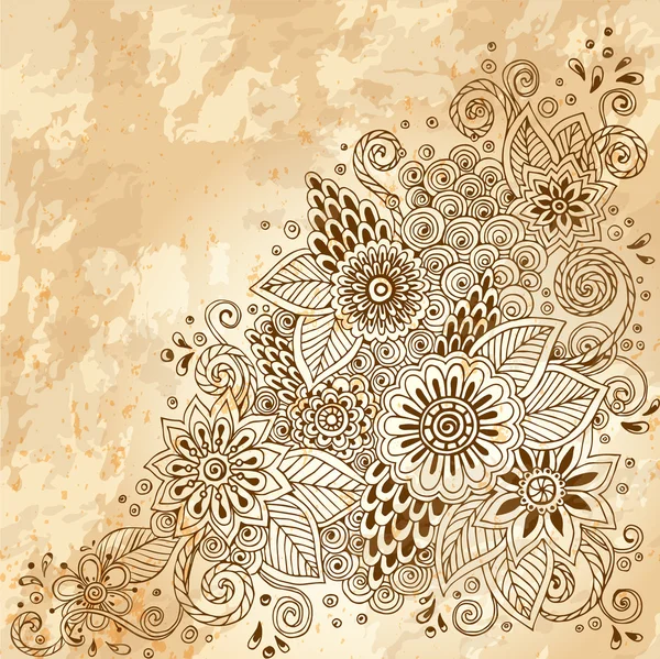 Sjabloon poster met doodle bloemen en paisley voor uw bedrijf. — Stockvector