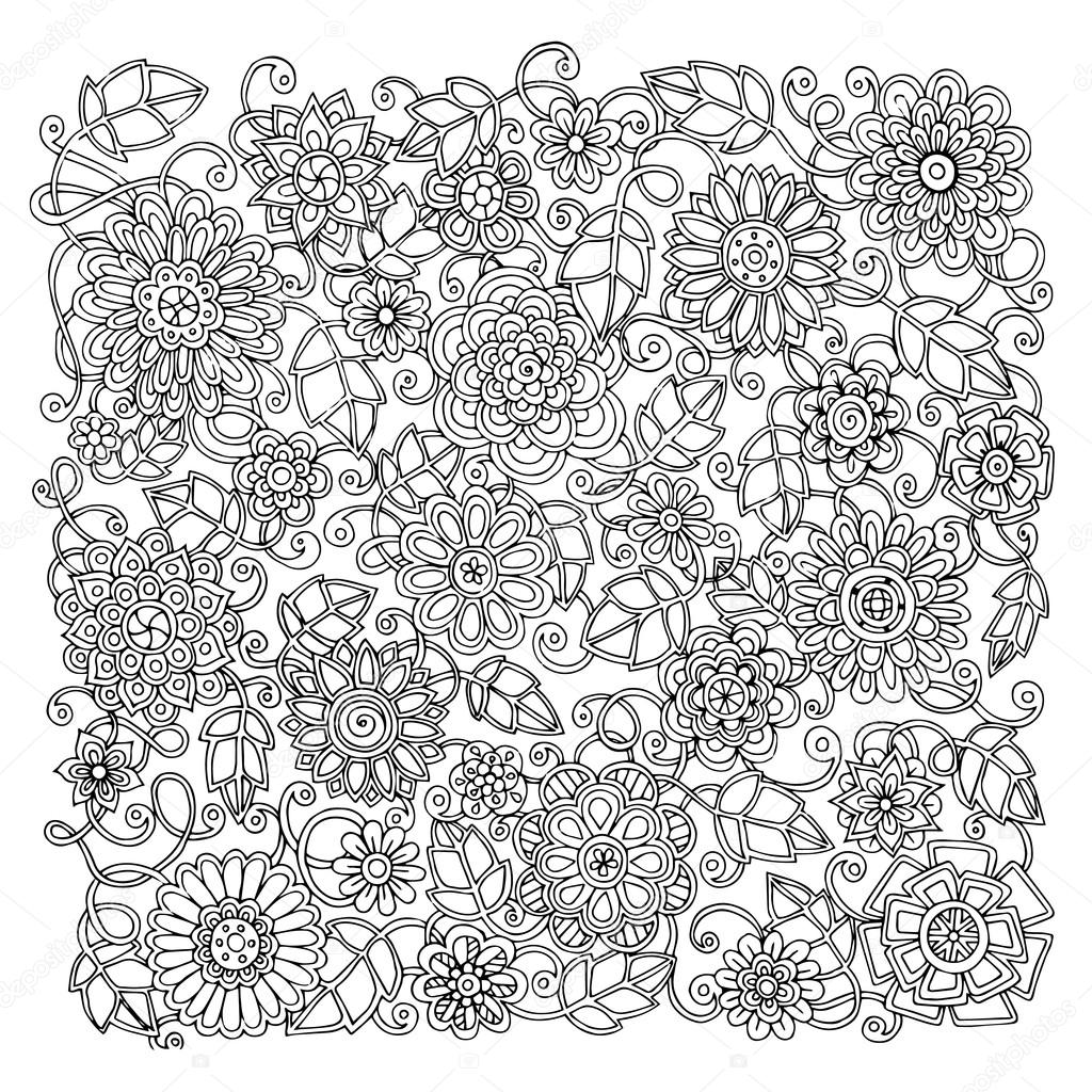 Ethnic floral retro doodle background pattern circle in vector.