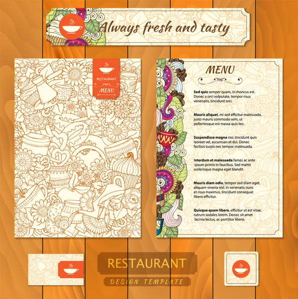 Corporate identity. Menu and Business cards for cafe or restaurant. — Stock Vector