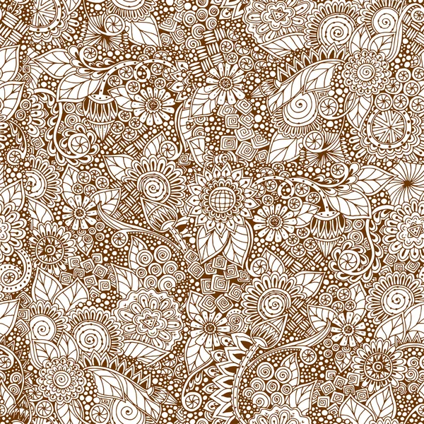 Seamless floral retro doodle grunge  pattern in vector. — Stock Vector