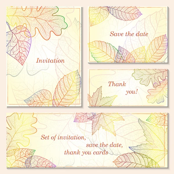 Invitation, save the date cards with autumn leaves Royalty Free Stock Illustrations