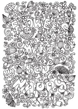 Arka planda vektör karalamalar, çiçek ve paisley doodle. Vektör etnik desen duvar kağıdı, desen dolgularını, çocuklar ve yetişkinler için boyama kitapları ve sayfalar için kullanılabilir. Siyah ve beyaz.