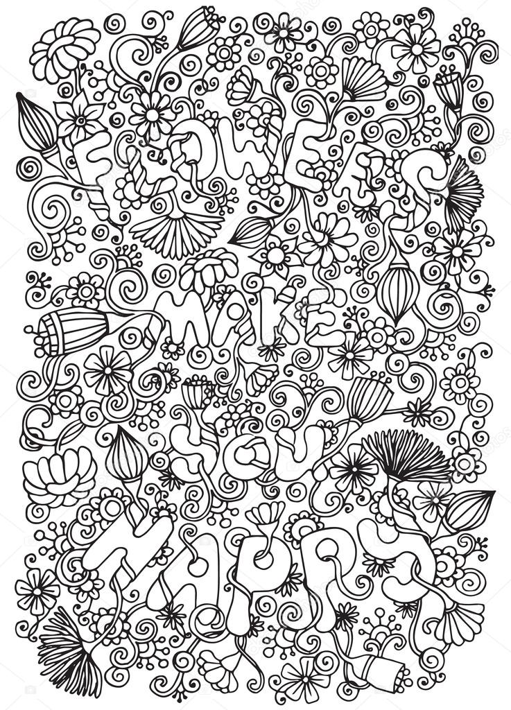 Doodle background in vector with doodles, flowers and paisley. Vector ethnic pattern can be used for wallpaper, pattern fills, coloring books and pages for kids and adults. Black and white.