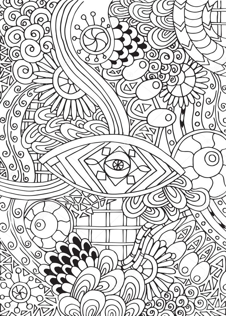 Doodle background in vector with doodles, flowers and paisley. Vector ethnic pattern can be used for wallpaper, pattern fills, coloring books and pages for kids and adults. Black and white.